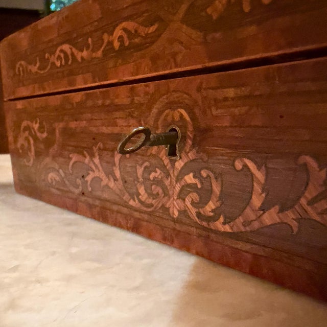 For your consideration, a 19th-century French antique Napoleon III style glove box or jewelry box, typically crafted from...