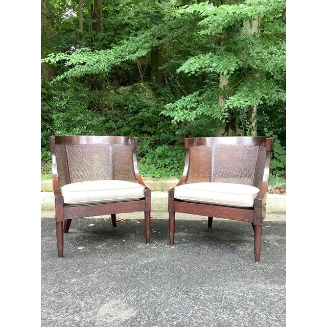 Late 20th Century Dessin Fournir Art Deco Style Cane Accent Chairs – Pair For Sale - Image 10 of 14
