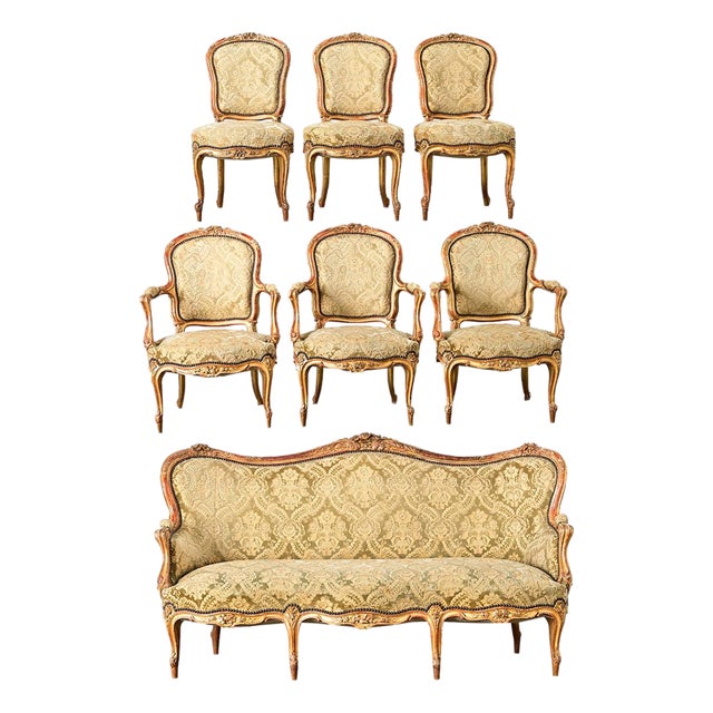 French 18th Century Louis XV Style Parlor Set, 7 Pieces For Sale