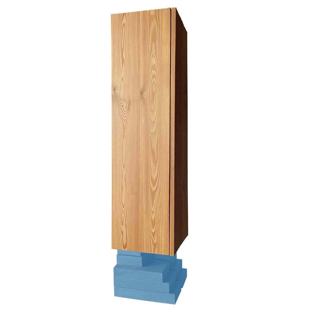 Totem "Maya Blue Light" by Pietro Meccani. Beautiful storage unit with one door, made of solid European larch and feet in...