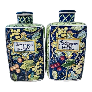 Late 20th Century Italian Large Hand Painted Ceramic Vases - A Pair