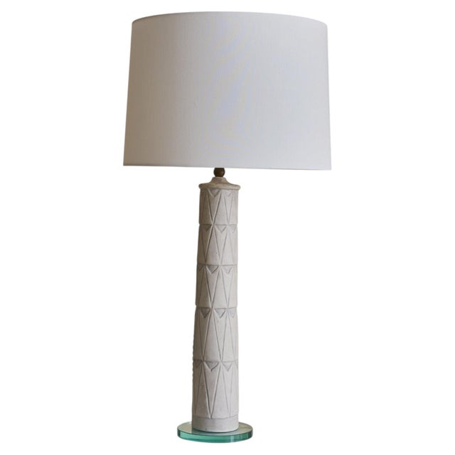 Vintage Italian Ivory Ceramic Table Lamp - 2 Available For Sale - Image 11 of 12