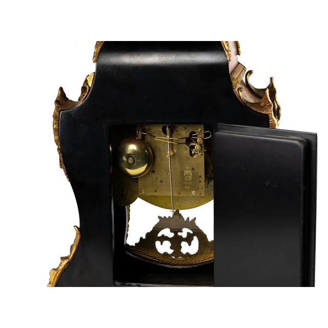 Metal Boulle Pendulum Mantle Clock, 1950s For Sale - Image 7 of 12