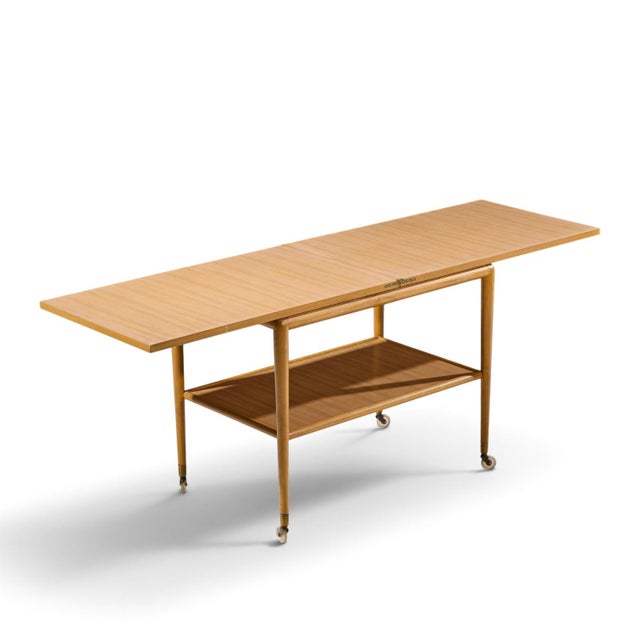 Robsjohn Gibbings for Widdicomb Mid Century Expandable Flip Top Bar Cart For Sale - Image 10 of 11