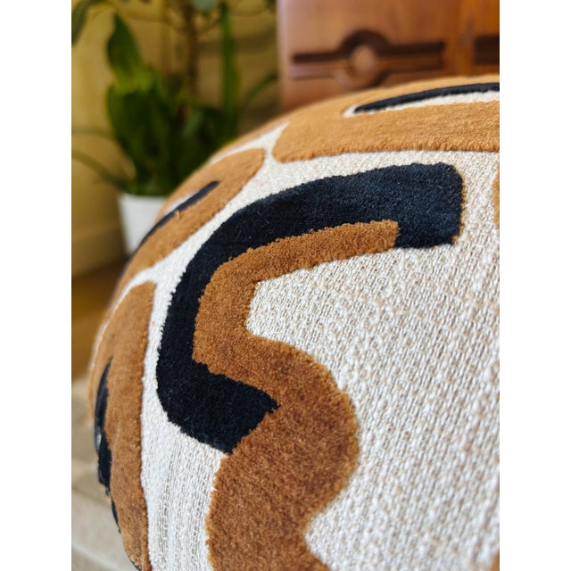 Brown Mushroom Ottoman in "Serpentine" Specialty Fabric For Sale - Image 8 of 10
