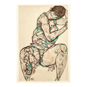 1968 Schiele Lithograph 43 Seated Woman With Hand in Hair Reproduction