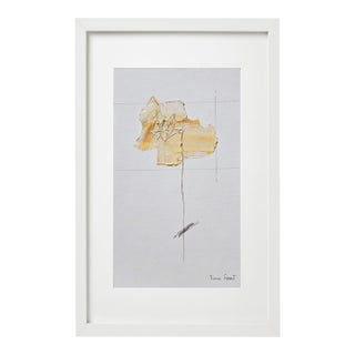 Shadow Box Framed Organic Modern Original Butter Yellow Flower Painting by Diane Grant For Sale