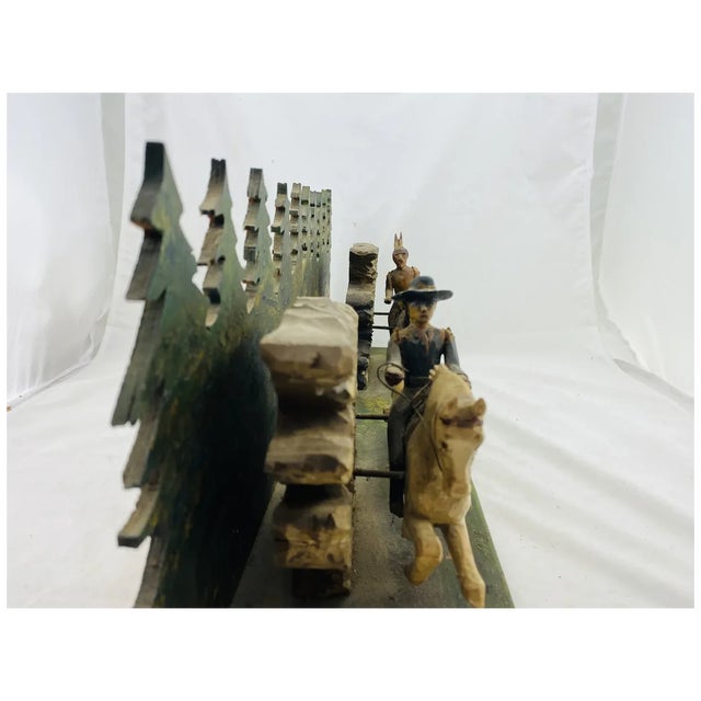 Presenting a Folk Art Diorama of a Western Chase Scene in excellent condition. Includes a hand painted background...