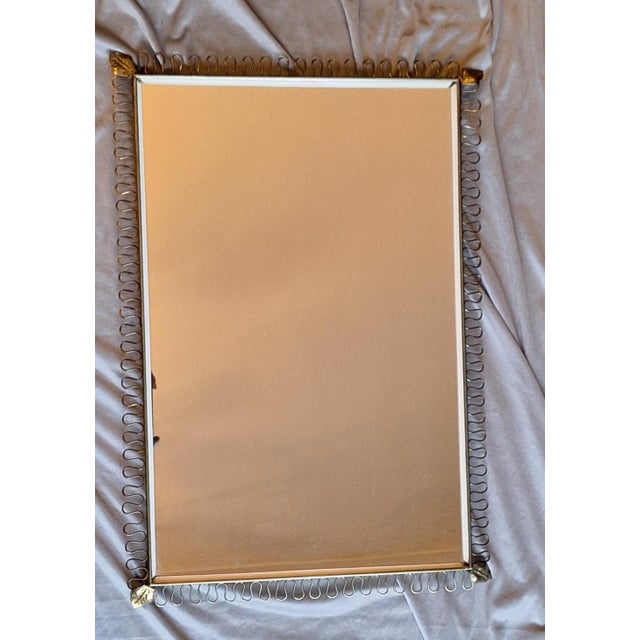 Mid-Century Modern Mid-Century Modern Wall Mirror with Subtly Decorated Brass Frame, 1960s For Sale - Image 3 of 9