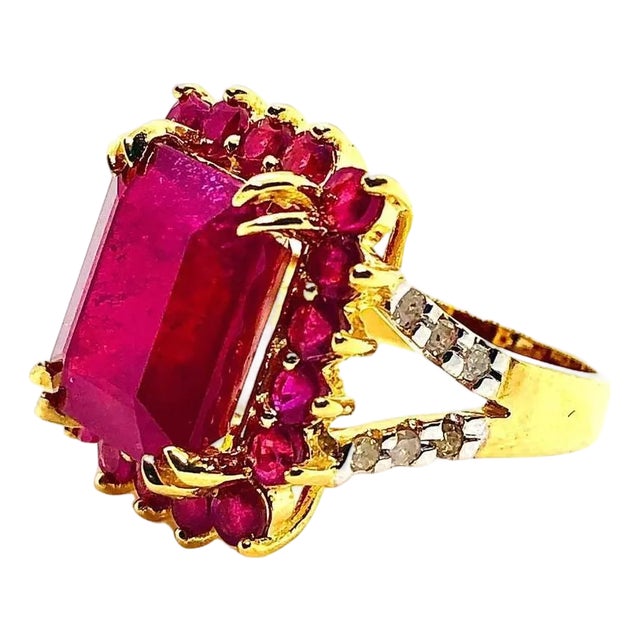 Bochic “Orient” Vintage Natural Ruby & Amethyst Ring Set In 18K Gold & Silver For Sale