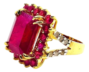 Bochic “Orient” Vintage Natural Ruby & Amethyst Ring Set In 18K Gold & Silver