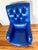Wood 1990s Vibrant Royal Tufted Blue Leather Brass Chesterfield Executive Desk Chair with Nailhead Trim For Sale - Image 7 of 9