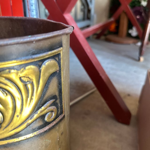 1970s 1970s Metal Oval Decorative Wastebasket For Sale - Image 5 of 7