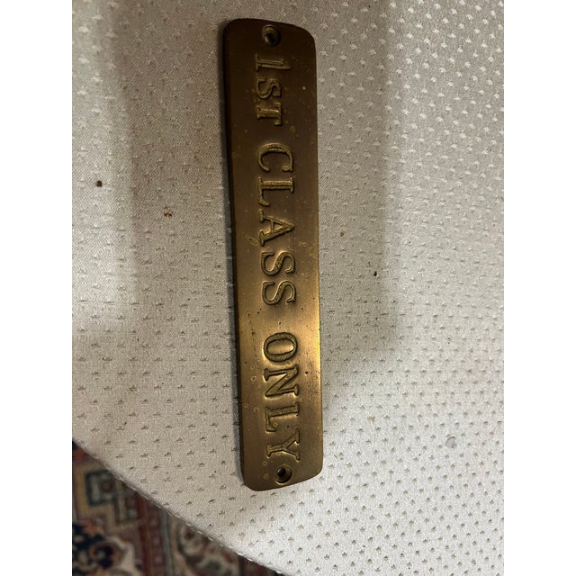 Up for consideration is a beautiful vintage small brass 1st class only wall sign. This would look lovely as a small brass...