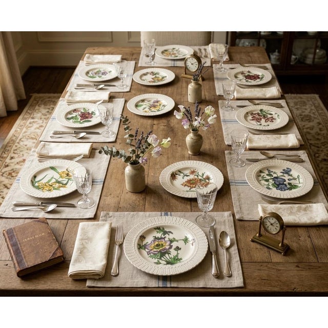 Set of 12 Antique Cauldon Ltd. England Botanical Porcelain Plates, Circa 1905–1920 For Sale - Image 9 of 12