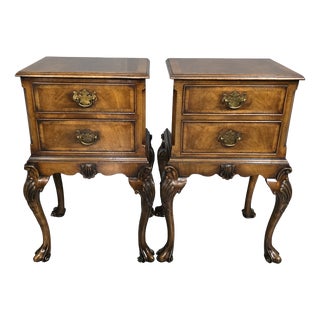 Queen Anne Walnut Bedside Chests of Drawers, 1920, Set of 2 For Sale