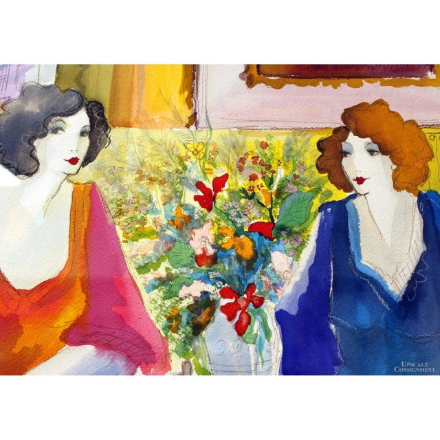 Impressionist Late 20th Century Original Watercolor - "The Conversation" by Patricia Govezensky For Sale - Image 3 of 6