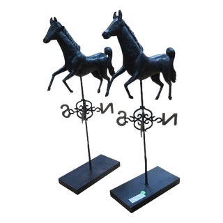 1990s Pair Horse Weathervanes on Stand For Sale