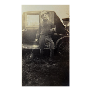 1920's Snapshot Photograph Handsome Man on a Muddy Road Trip