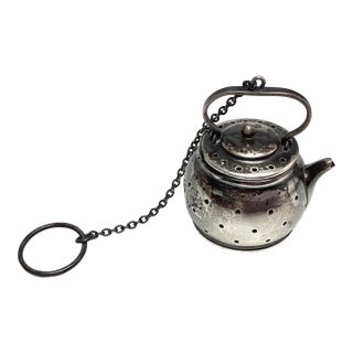 Vintage Sterling Silver Tea Pot Shape Tea Infuser Tea Ball For Sale