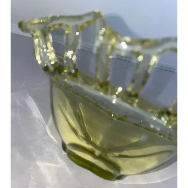 Vintage 1940s Duncan & Miller Open Lace Glass Bowl For Sale In New York - Image 6 of 8