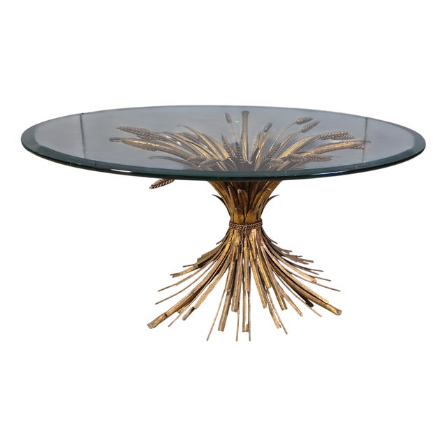 Vintage Gilt Metal Sheaf of Wheat Coffee Table in the style of Coco Chanel, 1960s For Sale