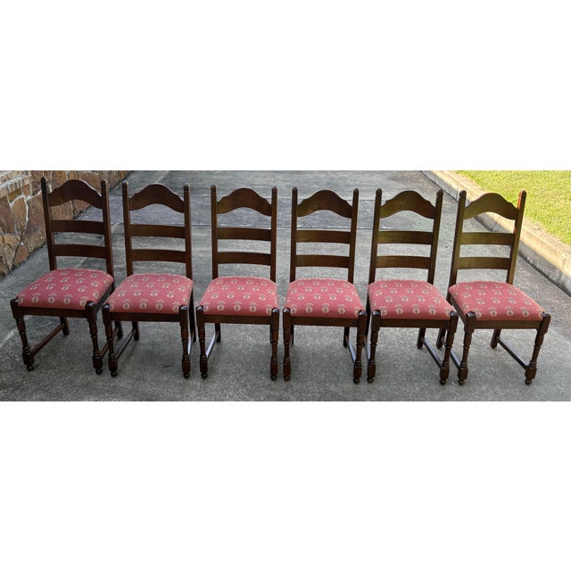 French Country Ladder Back Dining Chairs - Set of 6 For Sale - Image 4 of 12