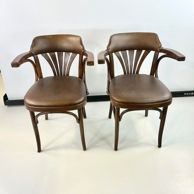 1940s 1940s Vintage Boho Chic Art Deco Drevounia Bentwood Arm Chairs - A Pair For Sale - Image 5 of 14