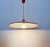 Fun 80s Italian pendant lamp in the typical style of Mathieu Matégot. White perforated metal cap with a red plastic border...