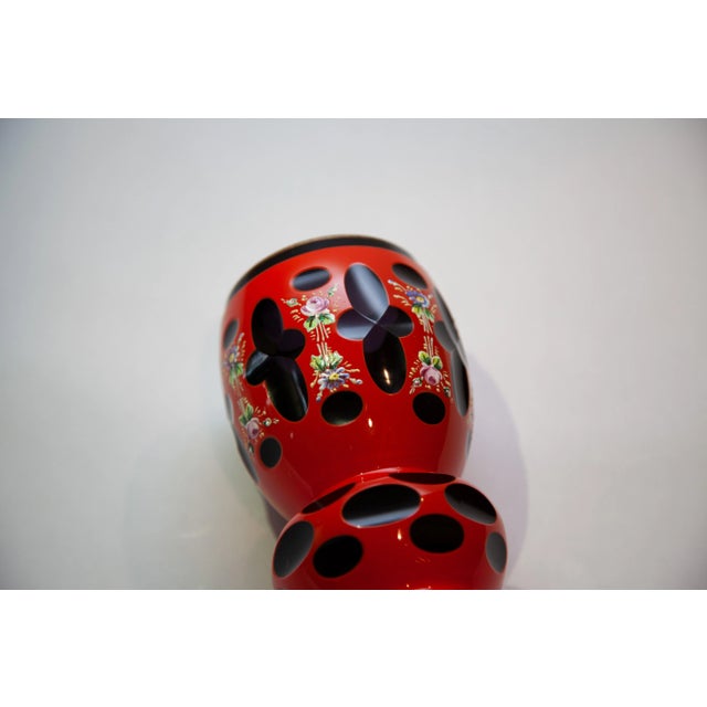 Art Deco 1900s Bohemian Double Overlay Beaker For Sale - Image 3 of 7