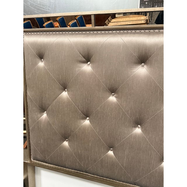 2010s Eastern King Size Z Gallerie Ava Mirrored Tufted Bed For Sale - Image 5 of 12