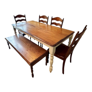 Custom Solid Wood Farmhouse Dining Table Set