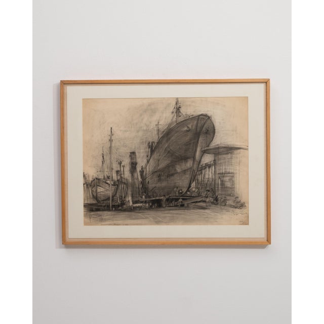 Early 20th Century France Charcoal Wood Drawing For Sale - Image 13 of 15