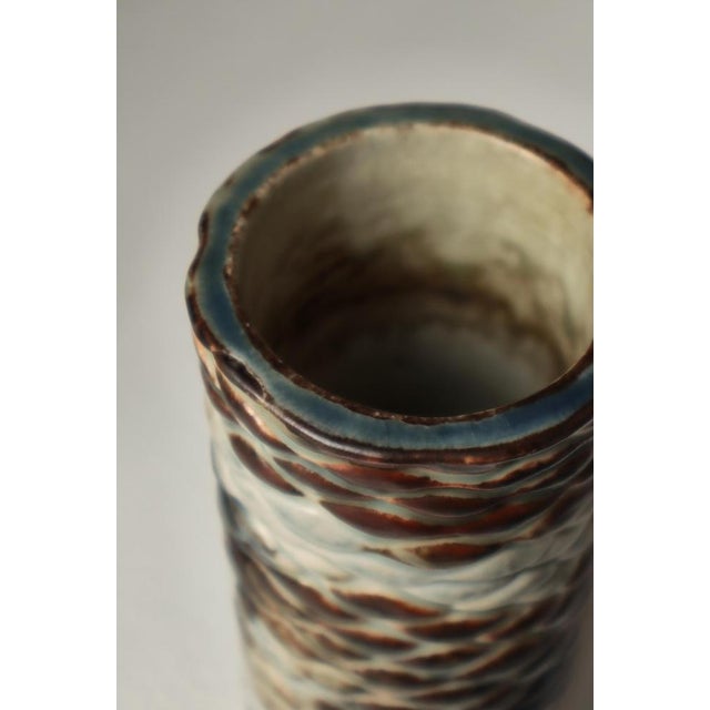 Blue Scandinavian Modern Stoneware Vase attributed to Axel Salto for Royal Copenhagen, 1960s For Sale - Image 8 of 13