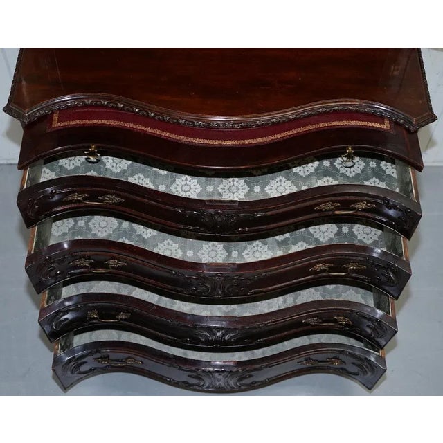 George III Thomas Chippendale Hardwood Bookcase on Serpentine Chest Drawers For Sale - Image 17 of 18