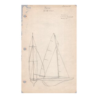 1950s Maine Marine Architectural Drawing on Paper For Sale