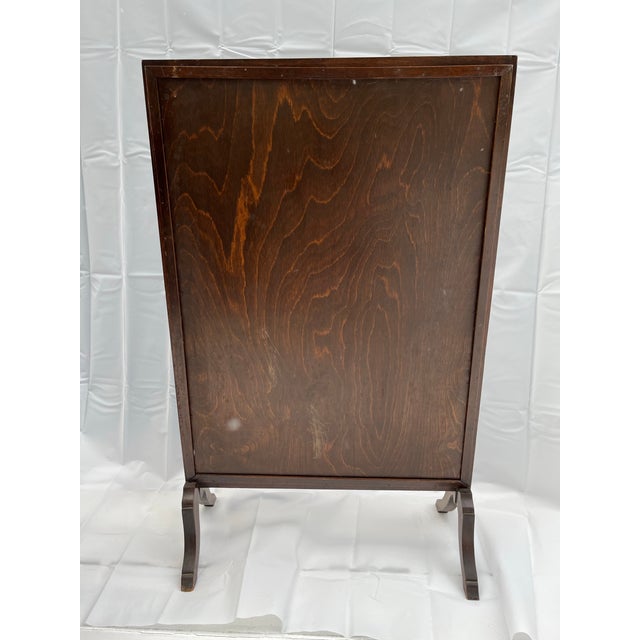 Eggshell Antique Crewel Work Wood Framed Fire Screen For Sale - Image 8 of 12