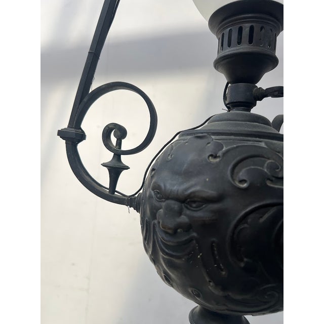 Patinated Bronze Ball Pendant Light, 1800s, Set of 2 For Sale - Image 9 of 14