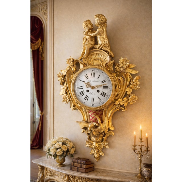 Mid-19th Samuel Marti Louis XV Ormolu Gilt Bronze Wall Clock For Sale - Image 12 of 12