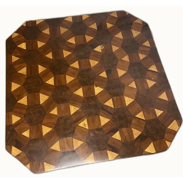Pair of Italian Art Deco Style Octagonal Geometric Parquetry & Macassar Side Tables For Sale - Image 4 of 4