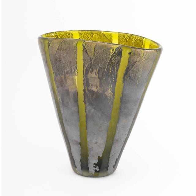 Green Adam Aaronson Silver Striped Glass Vase, 2001 For Sale - Image 8 of 14