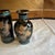 Asian Miniature Vintage Pair of Black Ceramic Asian Style Vases With Floral Accents For Sale - Image 3 of 6