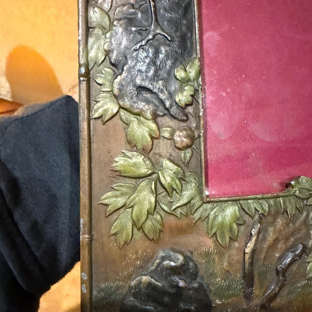 Antique Metal Picture Frame Peacocks and Floral Motifs Japanese Meiji Period For Sale In San Diego - Image 6 of 11