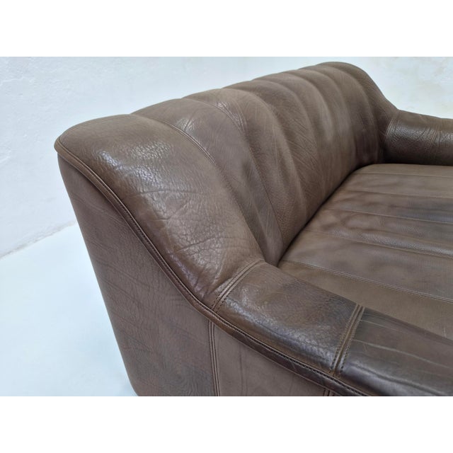 DS 44 Two-Seater Sofa in Buffalo Brown Leather from de Sede, 1970s For Sale - Image 11 of 15