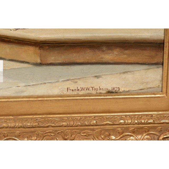 Striking oil on canvas painting titled The Taming of the Shrew by British artist Frank William Warwick Topham, created in...