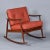 1950s Restored 1950's Danish Teak Rocking Chair in Terra Cotta Leather by Moreddi For Sale - Image 5 of 12