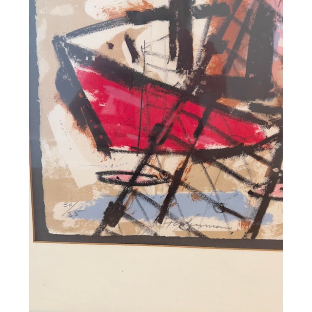 1950s Framed Lithograph "Fisherman" by Emil Weddige, Signed and Numbered For Sale - Image 4 of 6