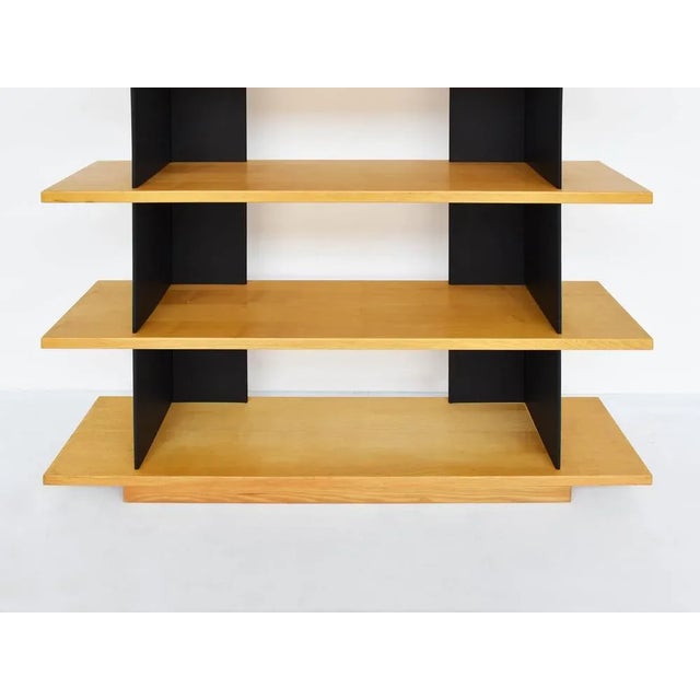 Black Modernist Foltern Shelves with Brackets in Black Steel Sheet attributed to Charlotte Perriand, 1970s For Sale - Image 8 of 9