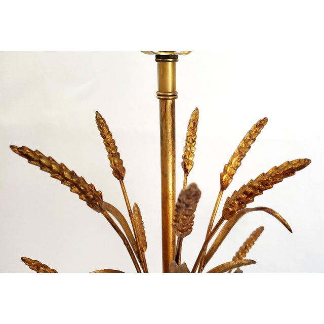 Lamp Restored Italian Tole & Gilt Wheat - 1960s For Sale - Image 10 of 14
