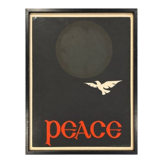 1967 Thomas W. Benton Signed Peace Silkscreen Poster Vietnam Anti War Art Framed For Sale